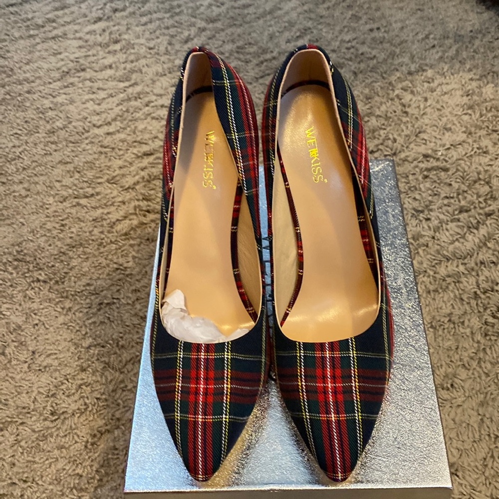 Black Tartan Plaid Heels